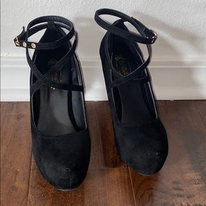 Velvet stiletto heels